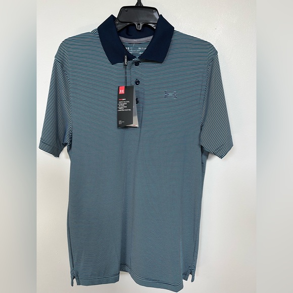 🔥Under Armour Men's Stripe Performance Polo 1321344 448 SIZE SMALL NWT $60.00 - Picture 2 of 16